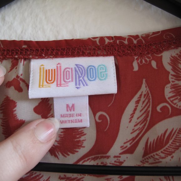 LULA ROE Red Floral Sleeveless Duster - Picture 5 of 11